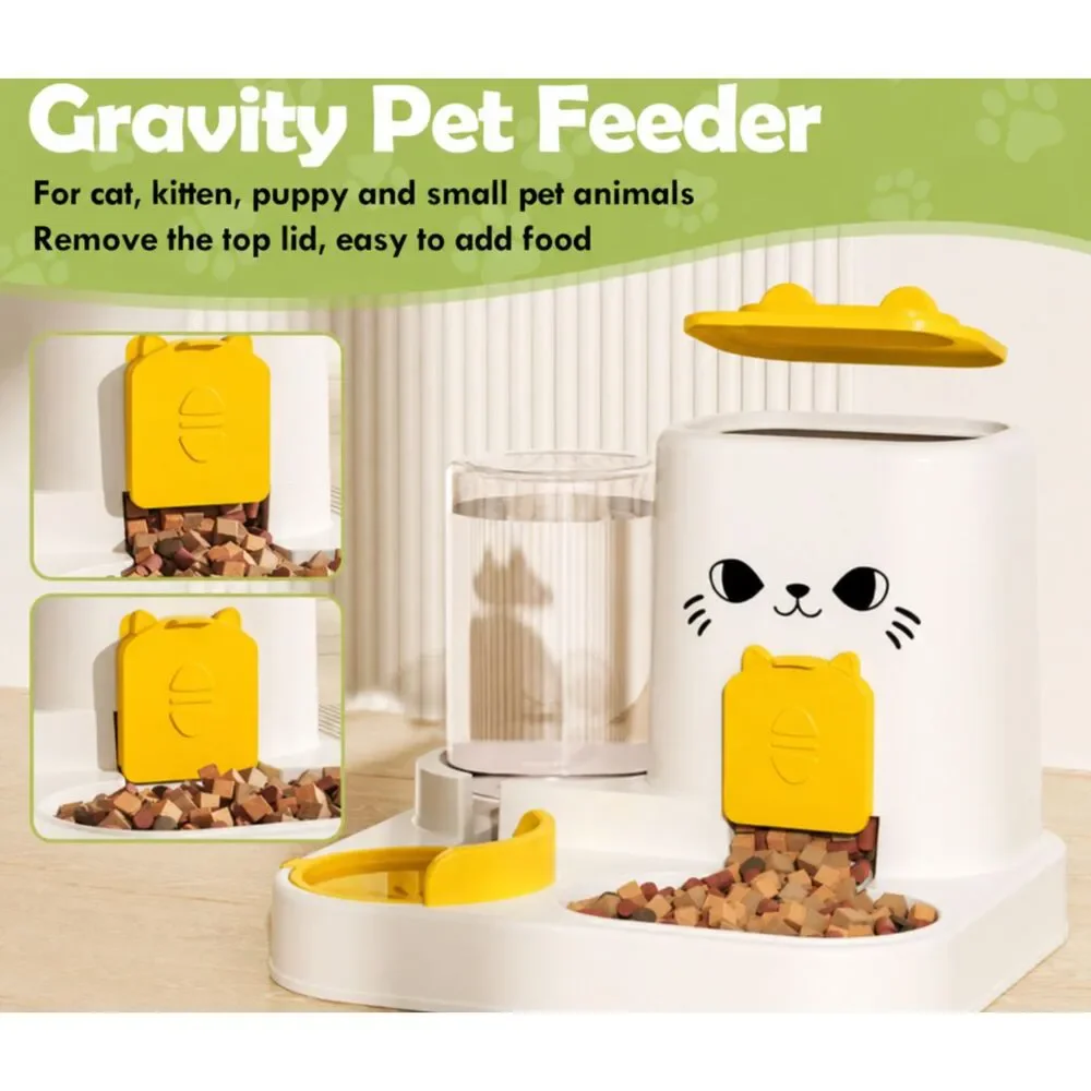 New In Box - 2-In-1 Automatic Cat Food and Water Dispenser - Yellow